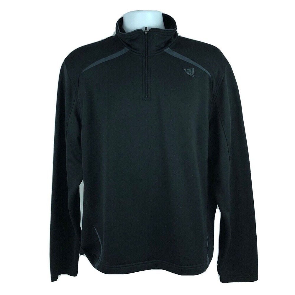 Adidas Men's Black Soft Shell Running Track Jacket‎ Size Large Polyester 1/2 Zip